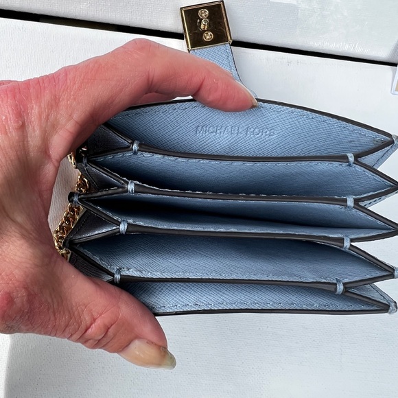 Michael Kors Karla Pale Blue Card Case Leather - Picture 6 of 10